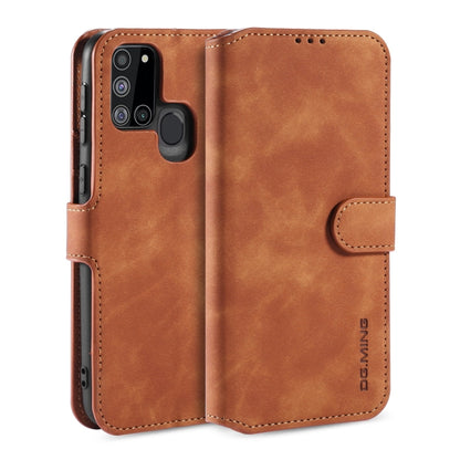 DG.MING Retro Oil Side Horizontal Flip Case with Holder & Card Slots & Wallet, Compatible with Samsung Galaxy A21s