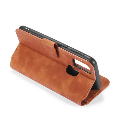 DG.MING Retro Oil Side Horizontal Flip Case with Holder & Card Slots & Wallet, Compatible with Samsung Galaxy A21s
