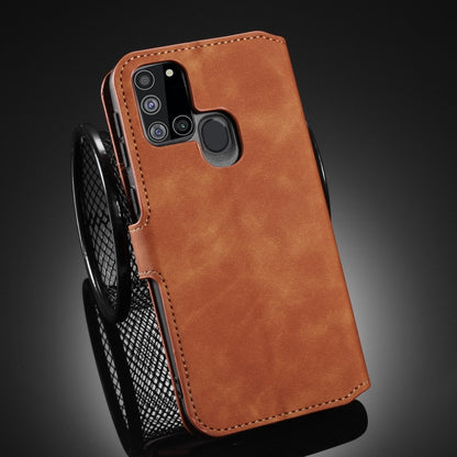 DG.MING Retro Oil Side Horizontal Flip Case with Holder & Card Slots & Wallet, Compatible with Samsung Galaxy A21s