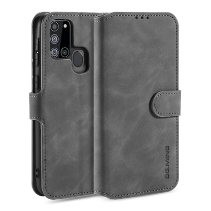 DG.MING Retro Oil Side Horizontal Flip Case with Holder & Card Slots & Wallet, Compatible with Samsung Galaxy A21s
