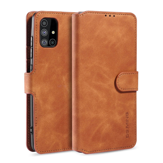 DG.MING Retro Oil Side Horizontal Flip Case with Holder & Card Slots & Wallet, Compatible with Samsung Galaxy A51 5G