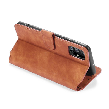 DG.MING Retro Oil Side Horizontal Flip Case with Holder & Card Slots & Wallet, Compatible with Samsung Galaxy A51 5G