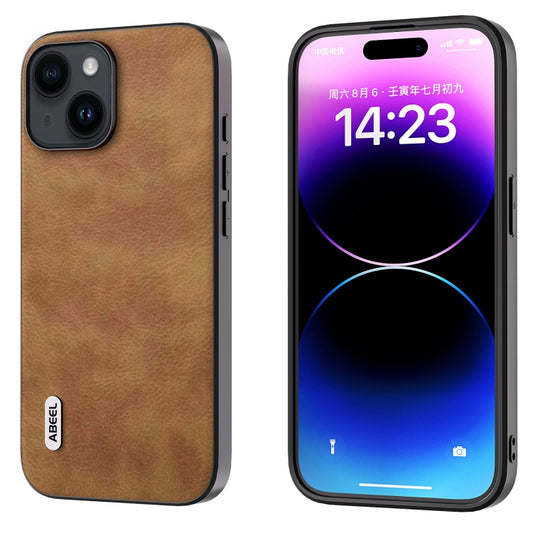 ABEEL Retro Litchi Texture PU Phone Case, Compatible with iPhone 15 Plus
