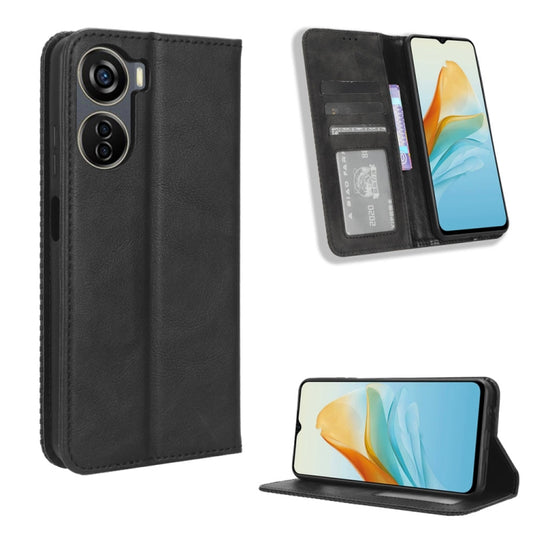 Magnetic Buckle Retro Texture Leather Phone Case, For ZTE Axon 40 Lite
