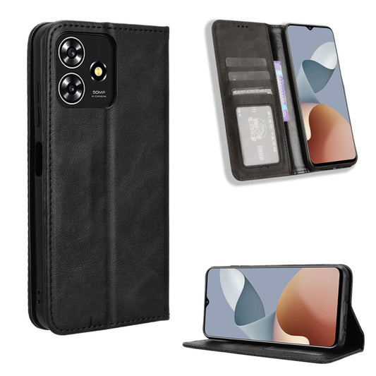 Magnetic Buckle Retro Texture Leather Phone Case, For ZTE Blade A73 4G
