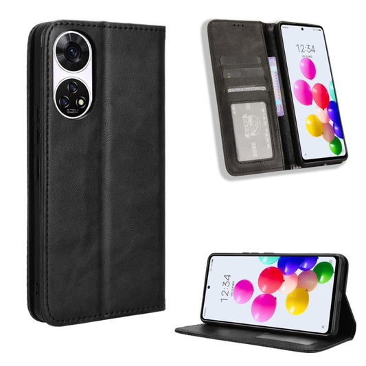 Magnetic Buckle Retro Texture Leather Phone Case, For ZTE Anshin Family