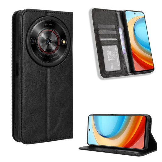 Magnetic Buckle Retro Texture Leather Phone Case, For ZTE Blade A75 5G
