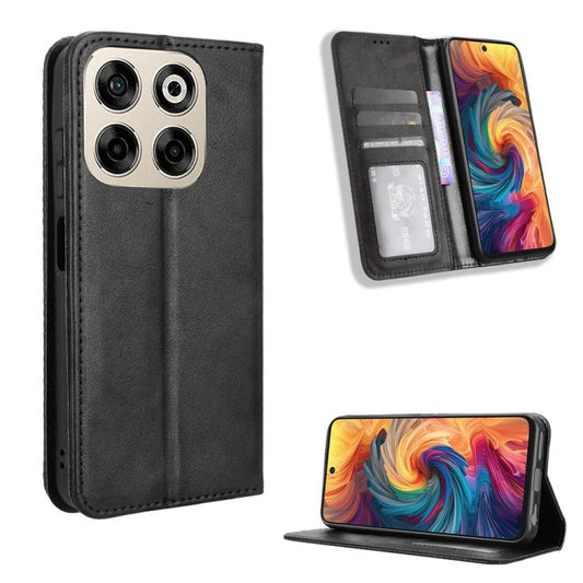 Magnetic Buckle Retro Texture Leather Phone Case, For ZTE Blade V70 4G