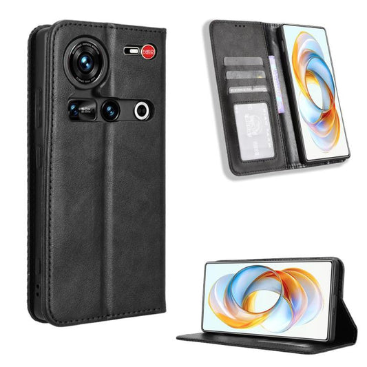 Magnetic Buckle Retro Texture Leather Phone Case, For ZTE nubia Z70 Ultra