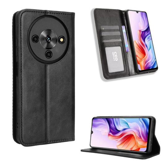 Magnetic Buckle Retro Texture Leather Phone Case, For ZTE Blade A76 5G