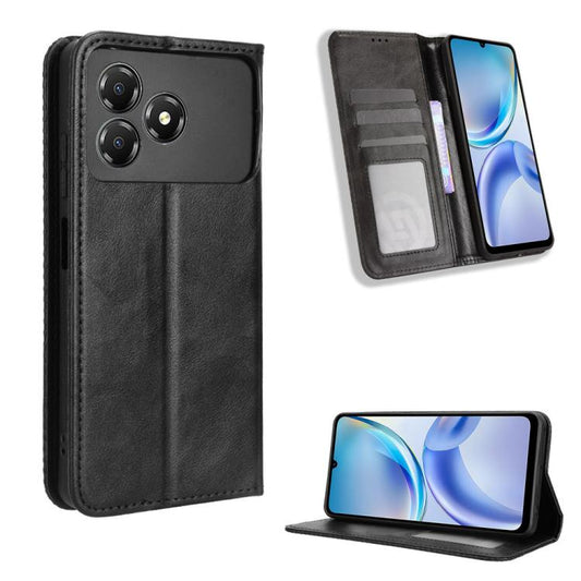 Magnetic Buckle Retro Texture Leather Phone Case, For ZTE Blade A36 4G