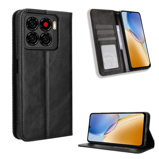 Magnetic Buckle Retro Texture Leather Phone Case, For ZTE Blade A56 4G