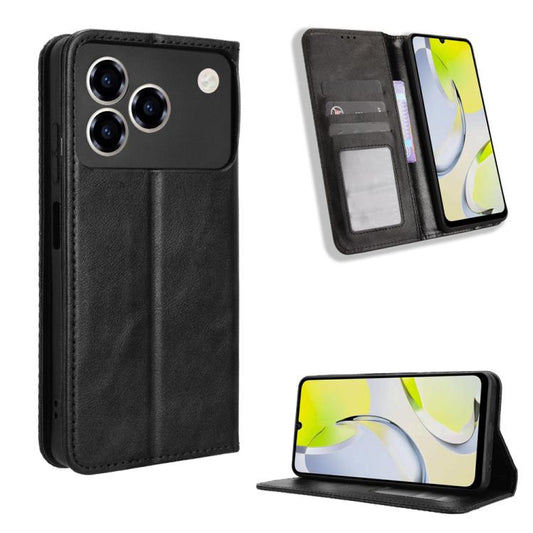 Magnetic Buckle Retro Texture Leather Phone Case, For ZTE Blade A76 4G