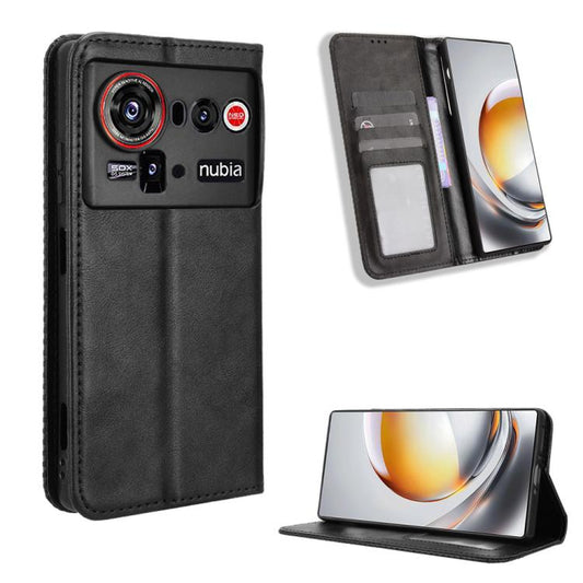 Magnetic Buckle Retro Texture Leather Phone Case, For ZTE nubia Z80 Ultra