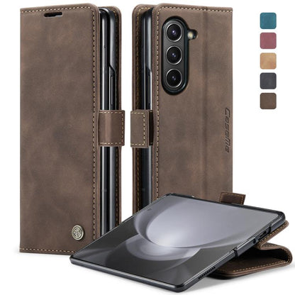 CaseMe-013 Multifunctional Retro Frosted Leather Phone Case, Compatible with Samsung Galaxy Z Fold5