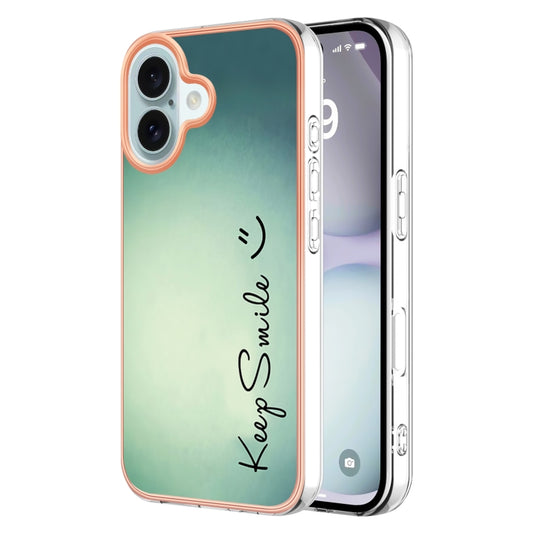 Electroplating Marble Dual-side IMD Phone Case, For iPhone 16 Plus