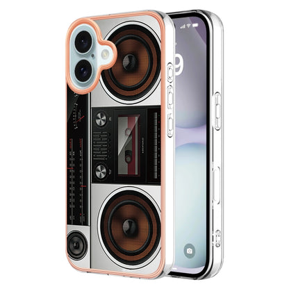 Electroplating Marble Dual-side IMD Phone Case, For iPhone 16 Plus