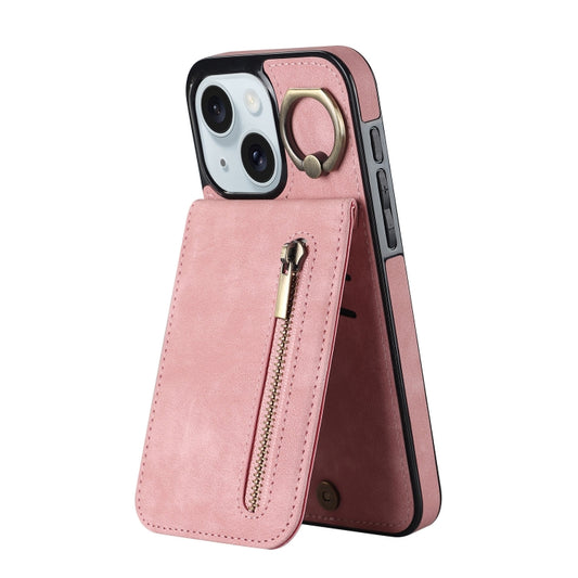 Retro Ring and Zipper RFID Card Slot Phone Case, For iPhone 15