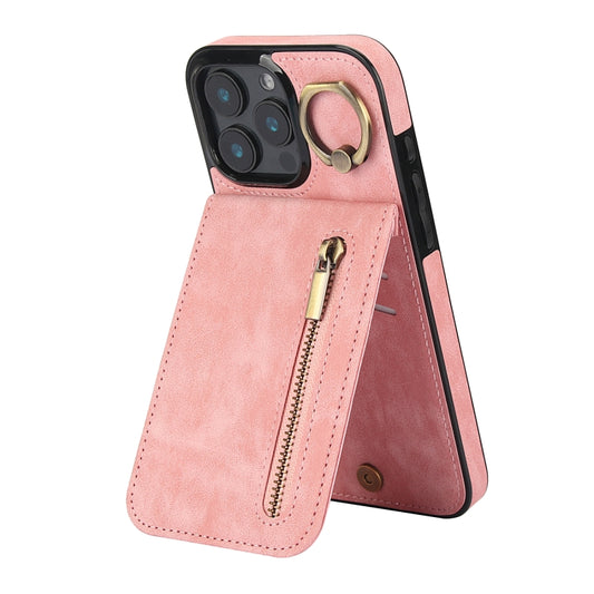 Retro Ring and Zipper RFID Card Slot Phone Case, For iPhone 16 Pro Max