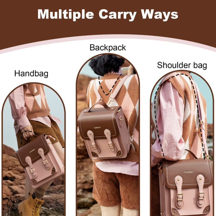 Cwatcun D81 Retro Camera Crossbody Bag Vintage PU Leather Waterproof Camera Handbag