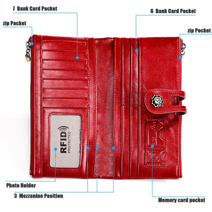 3513 Antimagnetic RFID Multi-function Retro Leather Lady Wallet Large-capacity Purse with Card Holder