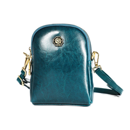 6062 Lady Retro Oil Wax Leather Shoulder Bag Small Phone bag, 6062 Blue