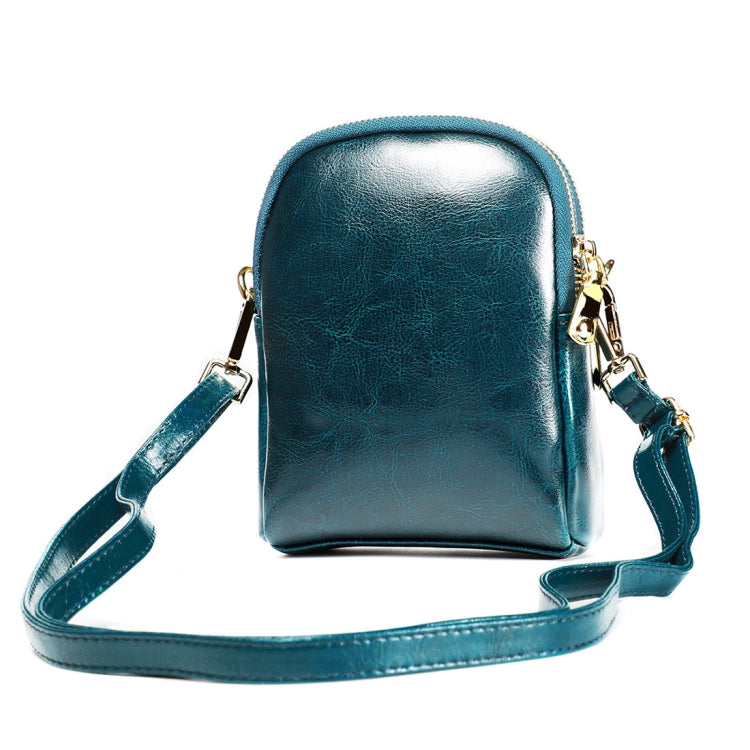 6062 Lady Retro Oil Wax Leather Shoulder Bag Small Phone bag, 6062 Blue