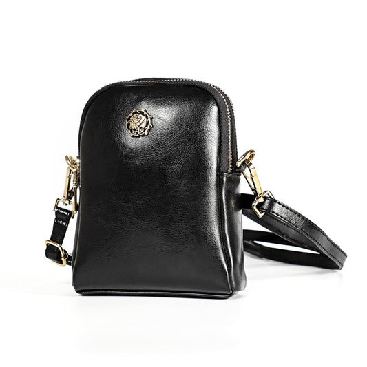 6062 Lady Retro Oil Wax Leather Shoulder Bag Small Phone bag, 6062 Black