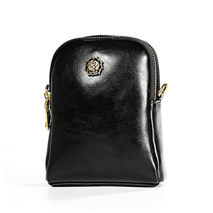 6062 Lady Retro Oil Wax Leather Shoulder Bag Small Phone bag, 6062 Black