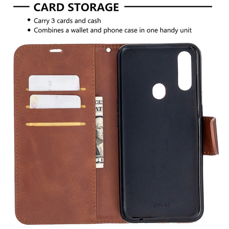 Retro Lambskin Texture Pure Color Horizontal Flip PU Leather Case with Holder & Card Slots & Wallet & Lanyard, Compatible with Oppo A31 (2020) / A81
