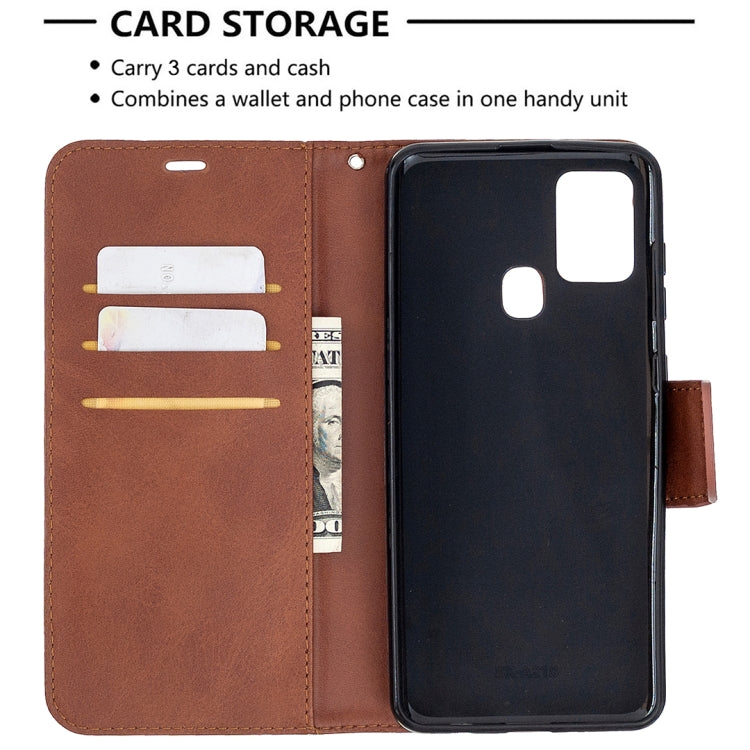 Retro Lambskin Texture Pure Color Horizontal Flip PU Leather Case with Holder & Card Slots & Wallet & Lanyard, For Samsung Galaxy A21s