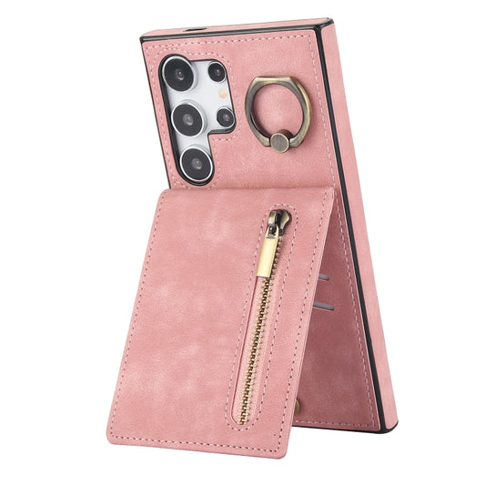 Retro Ring and Zipper RFID Card Slot Phone Case, For Samsung Galaxy S24 Ultra 5G