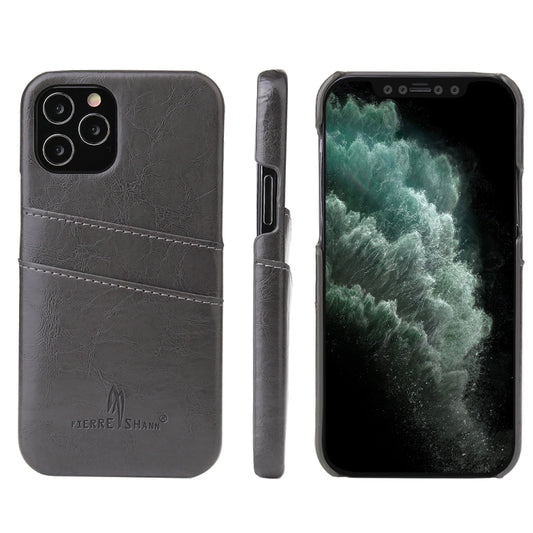 Fierre Shann Retro Oil Wax Texture PU Leather Case with Card Slots, Compatible with iPhone 12 Pro Max