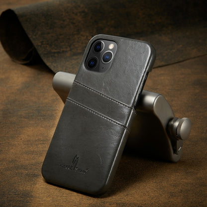 Fierre Shann Retro Oil Wax Texture PU Leather Case with Card Slots, Compatible with iPhone 12 Pro Max