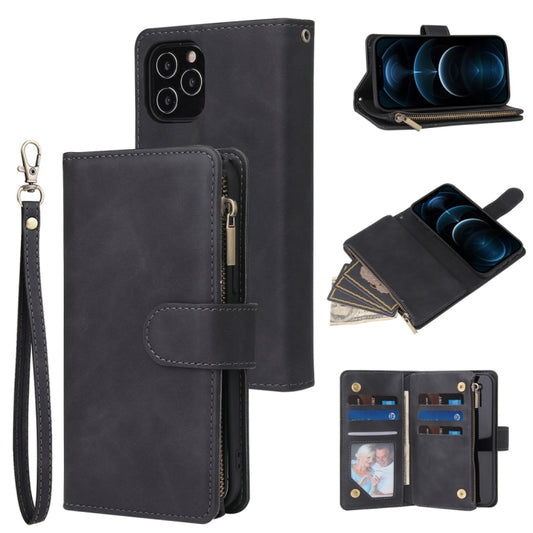 Multifunctional Retro Frosted Horizontal Flip Leather Case with Card Slot & Holder & Zipper Wallet & Photo Frame & Lanyard, For iPhone 12 Pro Max