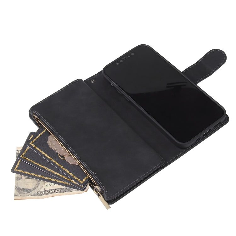 Multifunctional Retro Frosted Horizontal Flip Leather Case with Card Slot & Holder & Zipper Wallet & Photo Frame & Lanyard, For iPhone 12 Pro Max