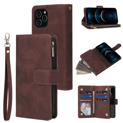 Multifunctional Retro Frosted Horizontal Flip Leather Case with Card Slot & Holder & Zipper Wallet & Photo Frame & Lanyard, For iPhone 12 Pro Max