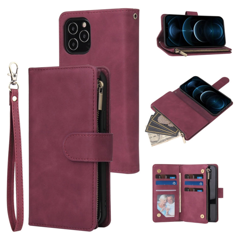 Multifunctional Retro Frosted Horizontal Flip Leather Case with Card Slot & Holder & Zipper Wallet & Photo Frame & Lanyard, For iPhone 12 Pro Max