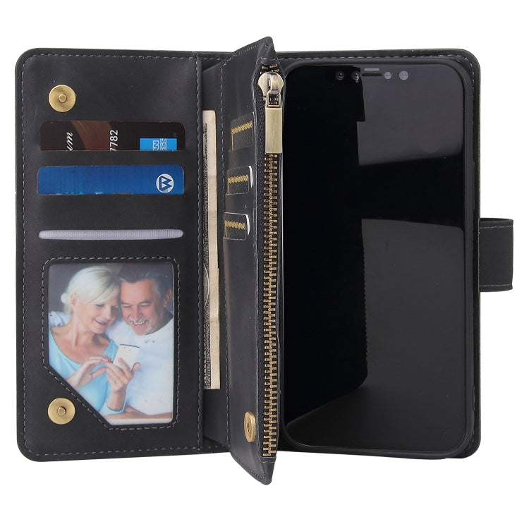 Multifunctional Retro Frosted Horizontal Flip Leather Case with Card Slot & Holder & Zipper Wallet & Photo Frame & Lanyard, For iPhone 12 mini