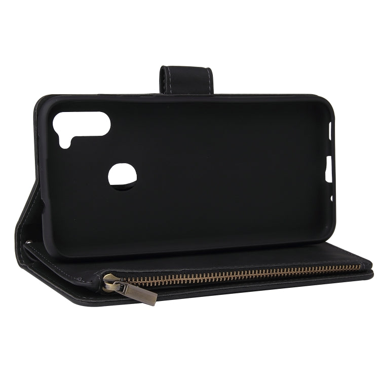 Multifunctional Retro Frosted Horizontal Flip Leather Case with Card Slot & Holder & Zipper Wallet & Photo Frame & Lanyard, For Samsung Galaxy A11