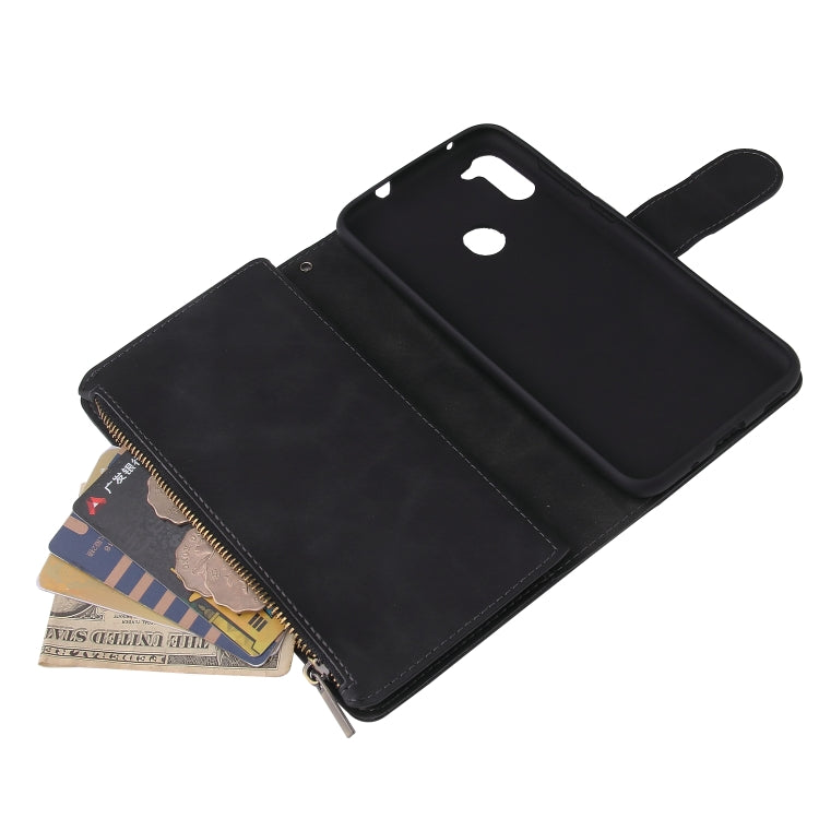 Multifunctional Retro Frosted Horizontal Flip Leather Case with Card Slot & Holder & Zipper Wallet & Photo Frame & Lanyard, For Samsung Galaxy A11