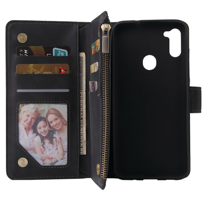 Multifunctional Retro Frosted Horizontal Flip Leather Case with Card Slot & Holder & Zipper Wallet & Photo Frame & Lanyard, For Samsung Galaxy A11