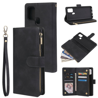 Multifunctional Retro Frosted Horizontal Flip Leather Case with Card Slot & Holder & Zipper Wallet & Photo Frame & Lanyard, For Samsung Galaxy A21s