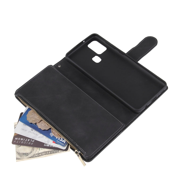 Multifunctional Retro Frosted Horizontal Flip Leather Case with Card Slot & Holder & Zipper Wallet & Photo Frame & Lanyard, For Samsung Galaxy A21s