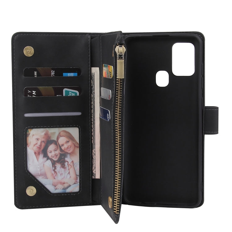 Multifunctional Retro Frosted Horizontal Flip Leather Case with Card Slot & Holder & Zipper Wallet & Photo Frame & Lanyard, For Samsung Galaxy A21s