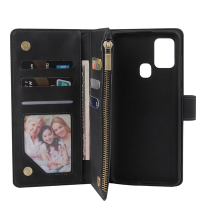 Multifunctional Retro Frosted Horizontal Flip Leather Case with Card Slot & Holder & Zipper Wallet & Photo Frame & Lanyard, For Samsung Galaxy A21s
