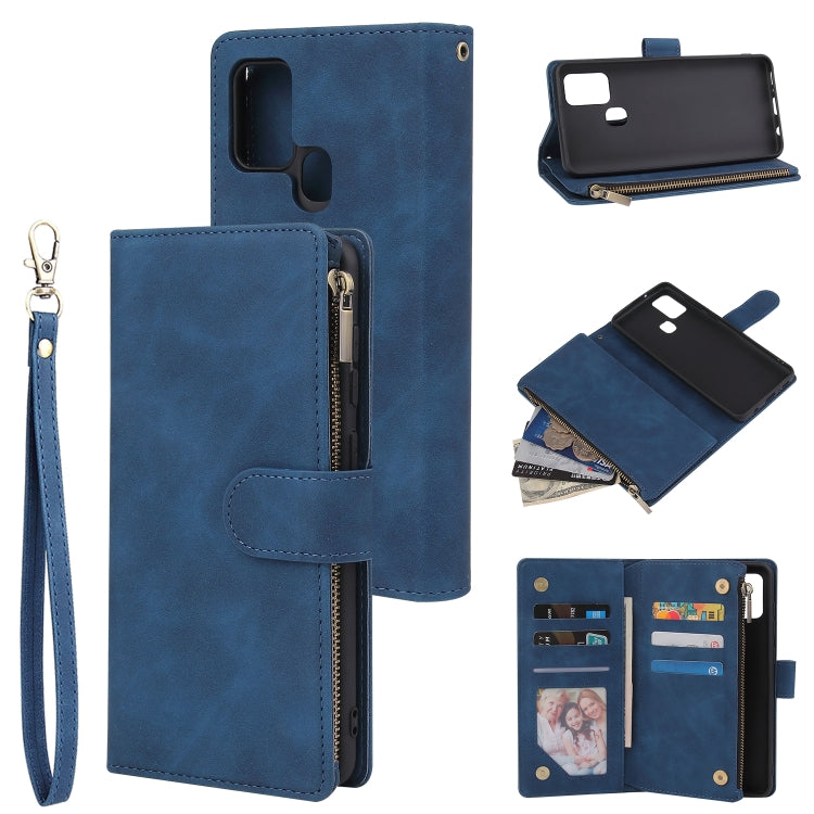 Multifunctional Retro Frosted Horizontal Flip Leather Case with Card Slot & Holder & Zipper Wallet & Photo Frame & Lanyard, For Samsung Galaxy A21s