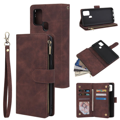 Multifunctional Retro Frosted Horizontal Flip Leather Case with Card Slot & Holder & Zipper Wallet & Photo Frame & Lanyard, For Samsung Galaxy A21s