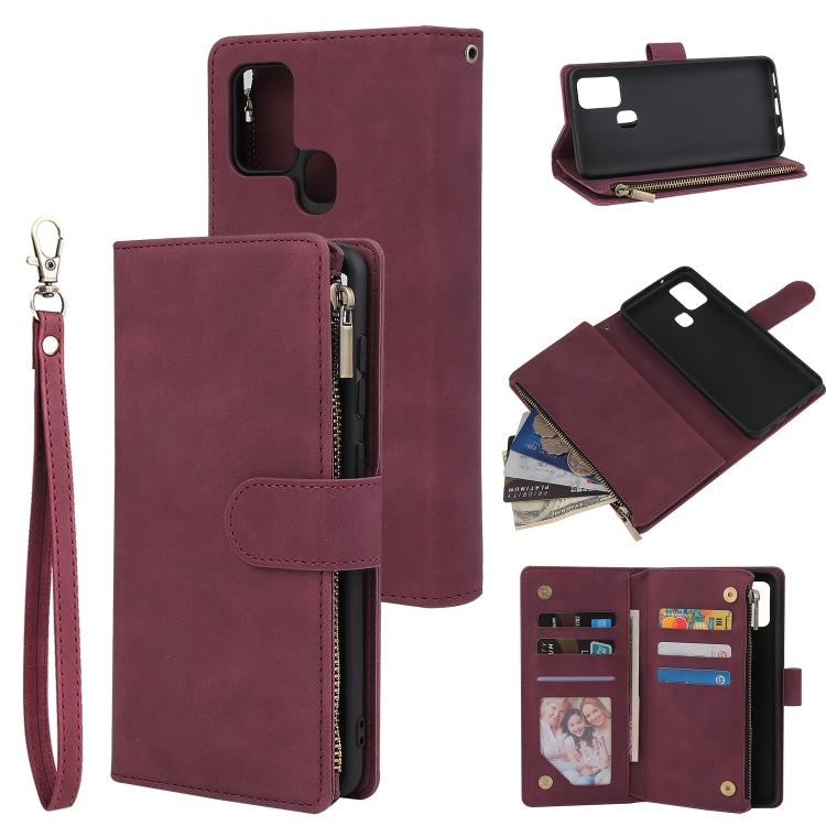 Multifunctional Retro Frosted Horizontal Flip Leather Case with Card Slot & Holder & Zipper Wallet & Photo Frame & Lanyard, For Samsung Galaxy A21s