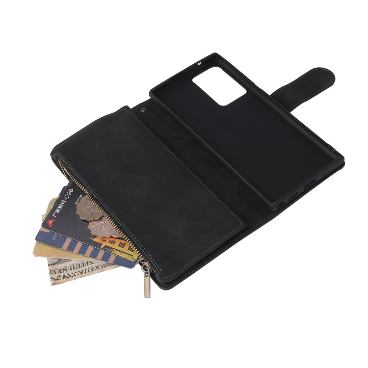 Multifunctional Retro Frosted Horizontal Flip Leather Case with Card Slot & Holder & Zipper Wallet & Photo Frame & Lanyard, For Samsung Galaxy Note20 Ultra